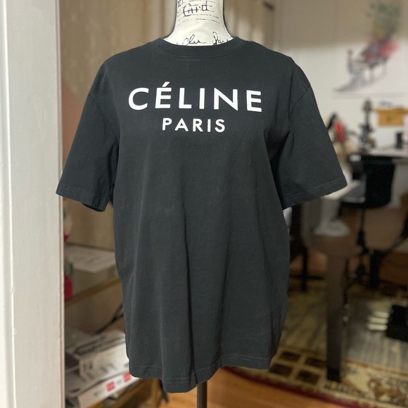 Men's X-Small/Women's Small Celine Oversized Logo Print Tee